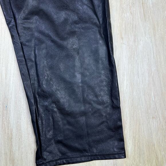 Commando Black Faux Leather Vegan High Waisted Belted Paperbag Pants XL - Picture 4 of 13